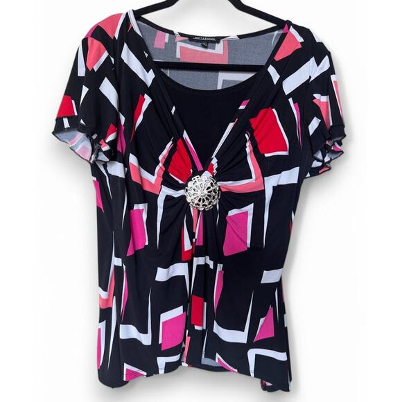 Notations Tops - Geometric Print Blouse - Size L